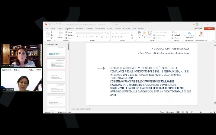 Intervento della Dott.ssa Erica Di Santo durante il webinar