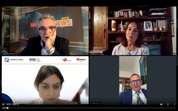 Momento del webinar: moderatori e relatori in collegamento